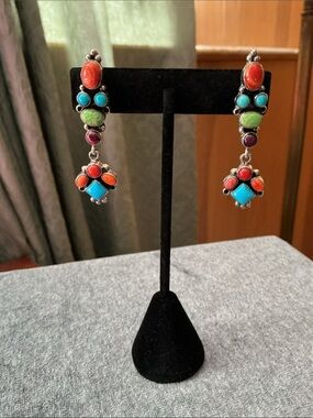 Emma Lincoln Sterling Silver Multistone Dangle Earrings